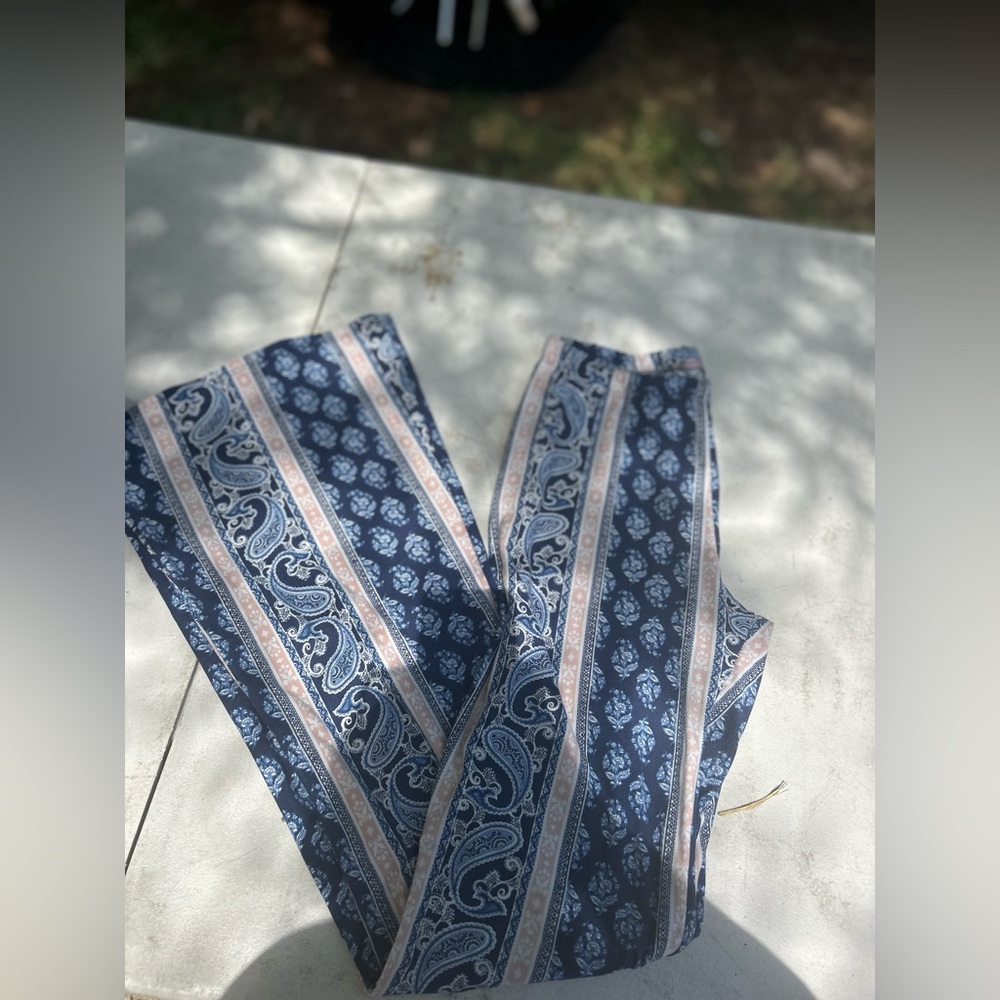 Blue Paisley Patterned Pants